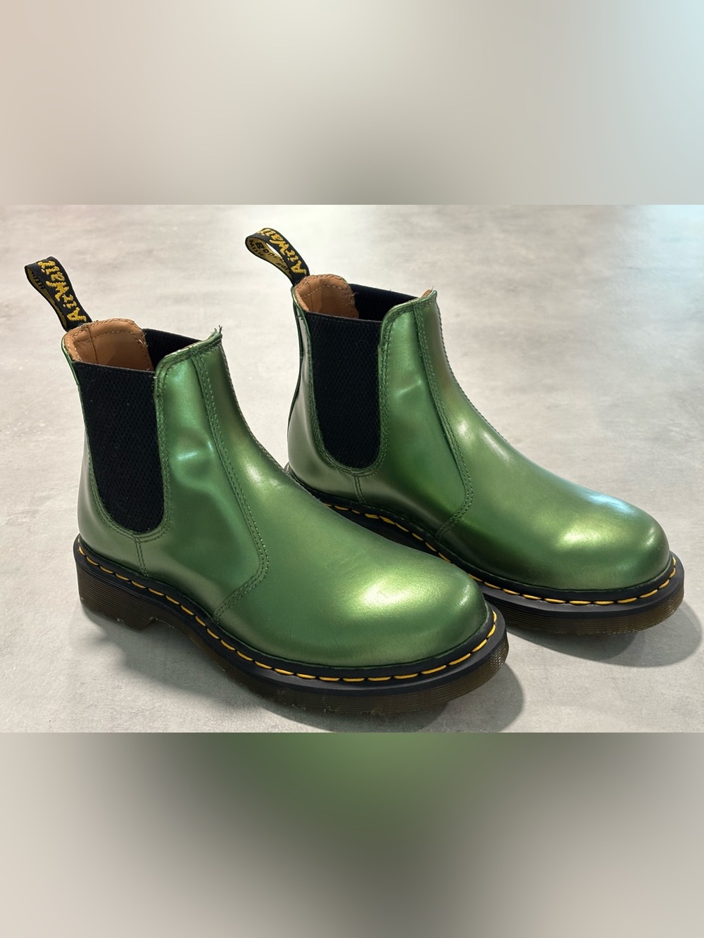 Dr. Martens Chelsea Boots 2978 YS New Hand Painted Metallic Green Size 38/7